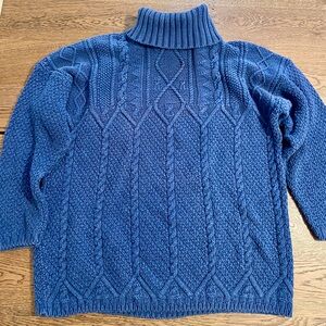 Absolutely Cotton chunky oversized 90s Blue Cable-knit Sweater 100% cotton XL